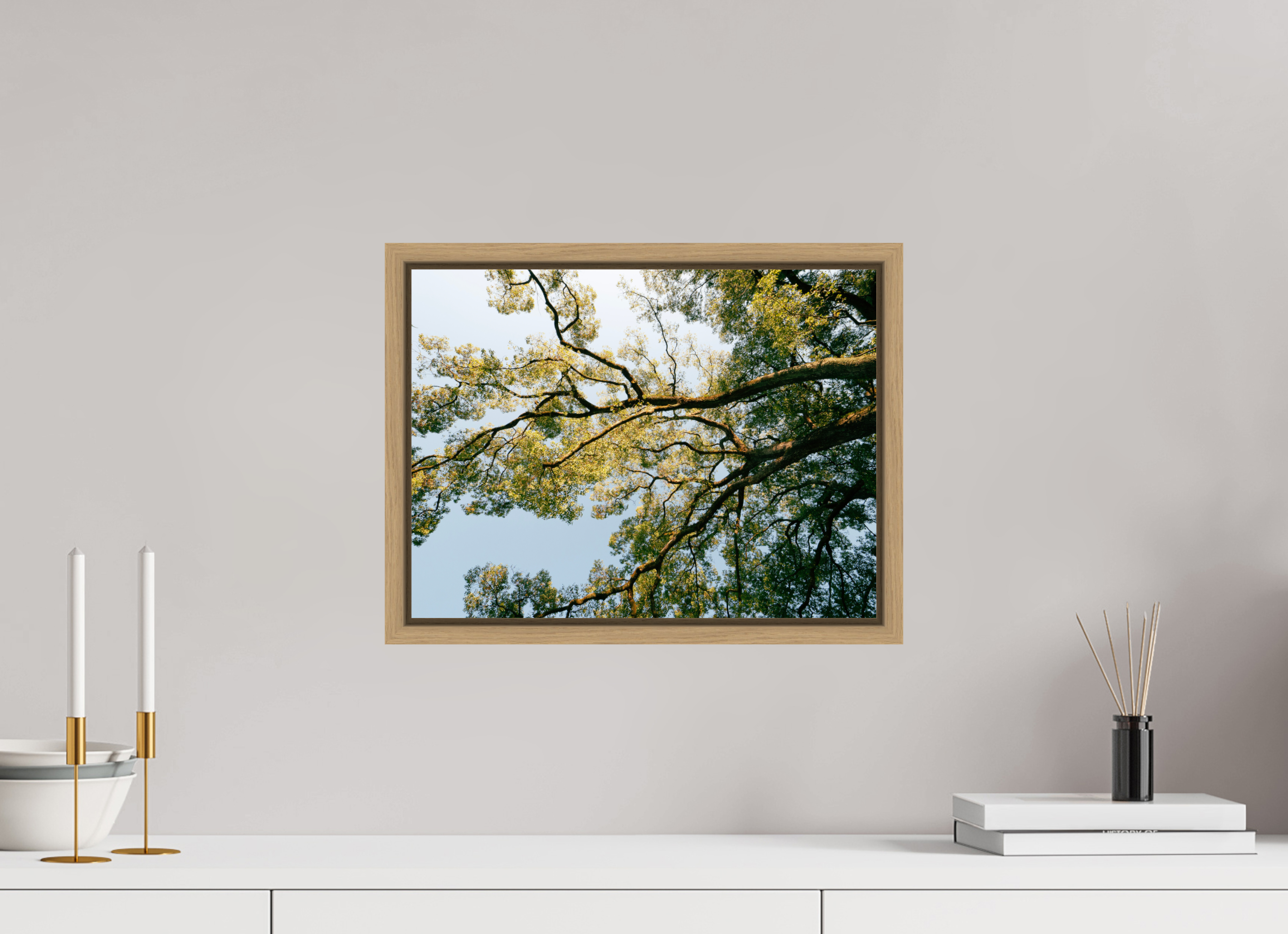 40 x 30 cm, Framed natural oak fullbleed A big Japanese tree