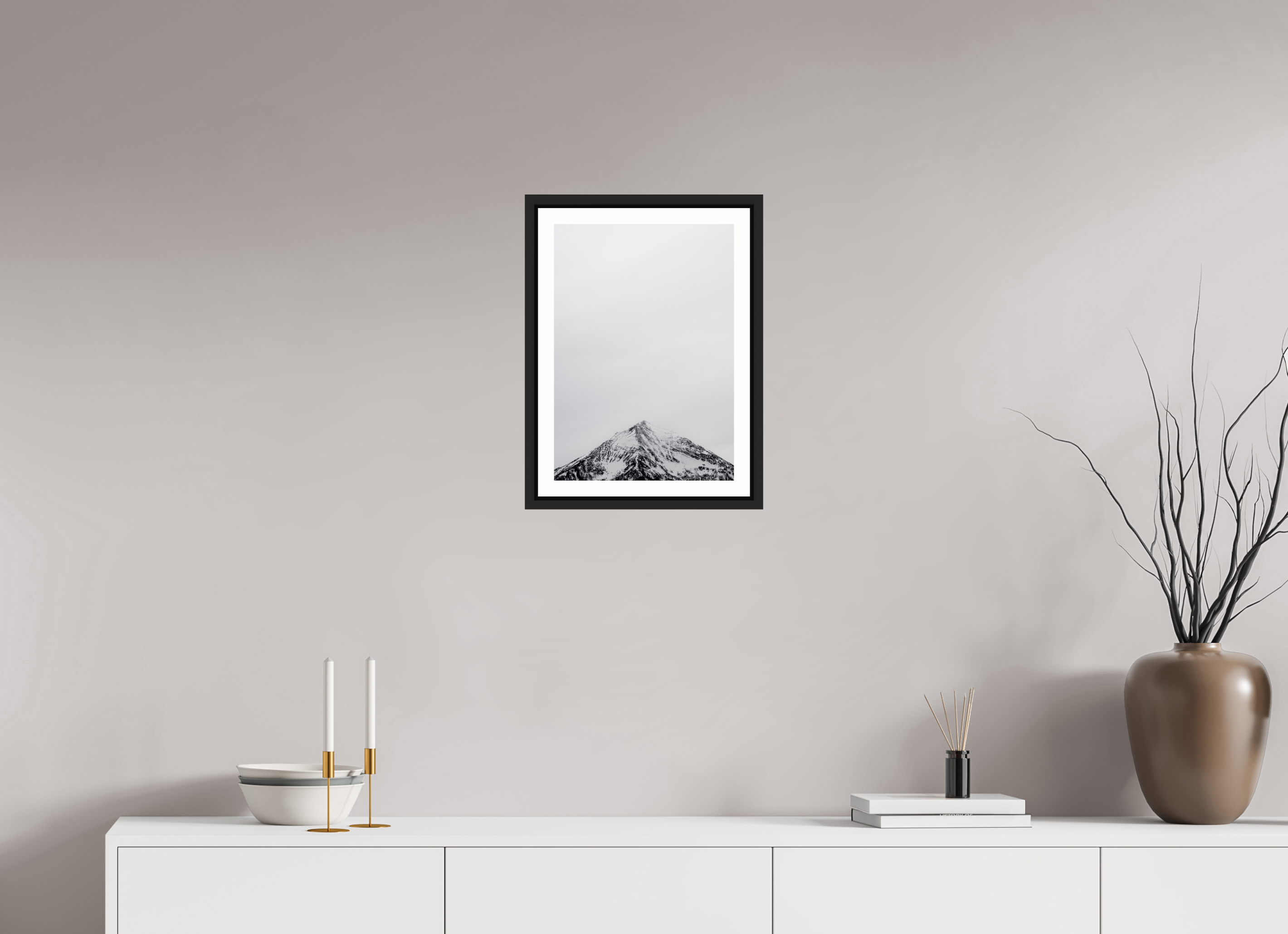 30 x 43 cm, Framed black matte with border Austrian peak