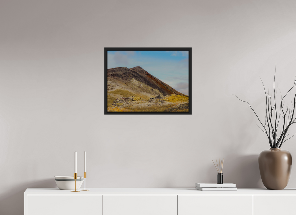 60 x 45 cm, Framed black matte fullbleed Mountainous Iceland