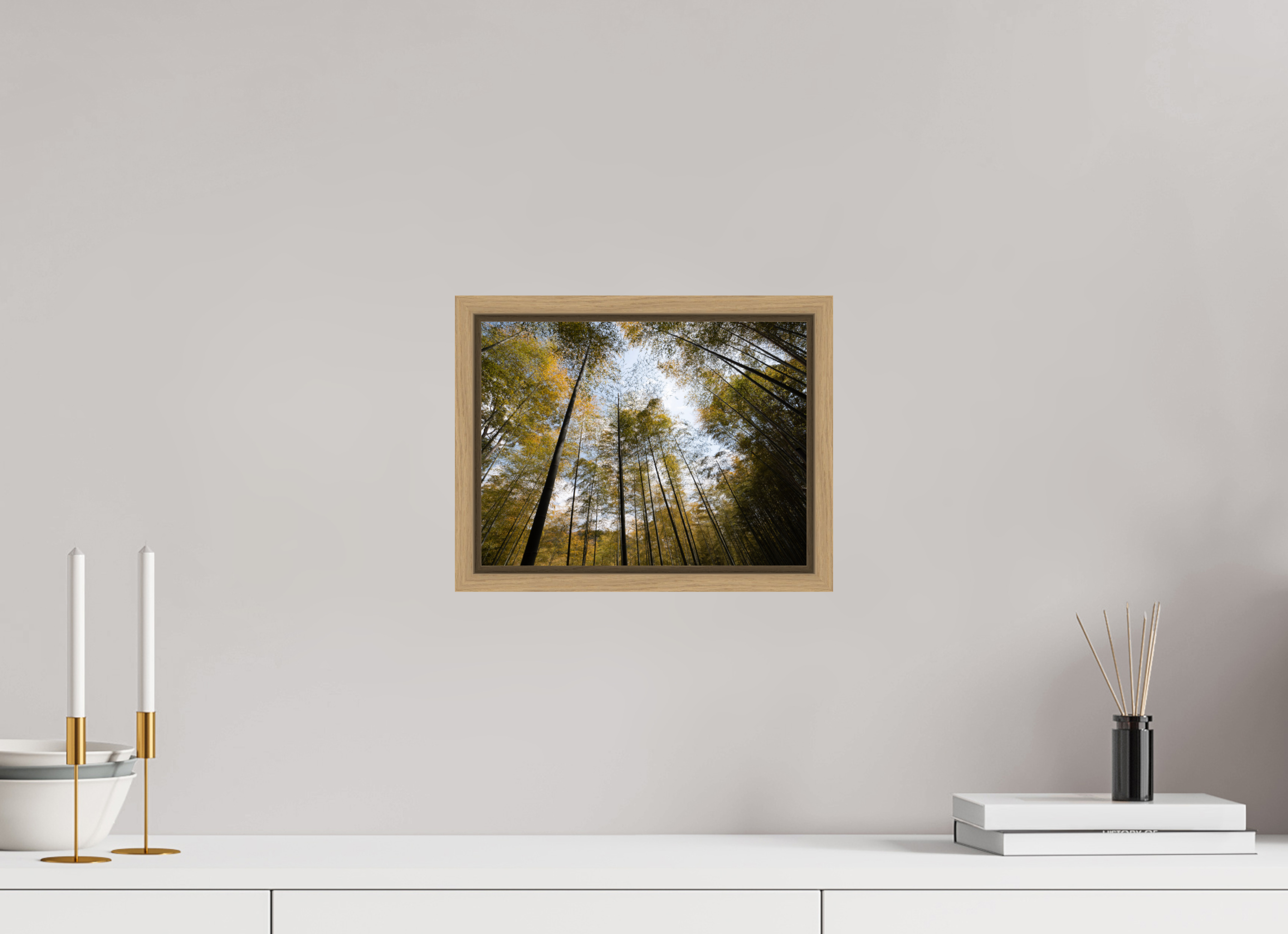 28 x 21 cm, Framed natural oak fullbleed Bamboo in Japan