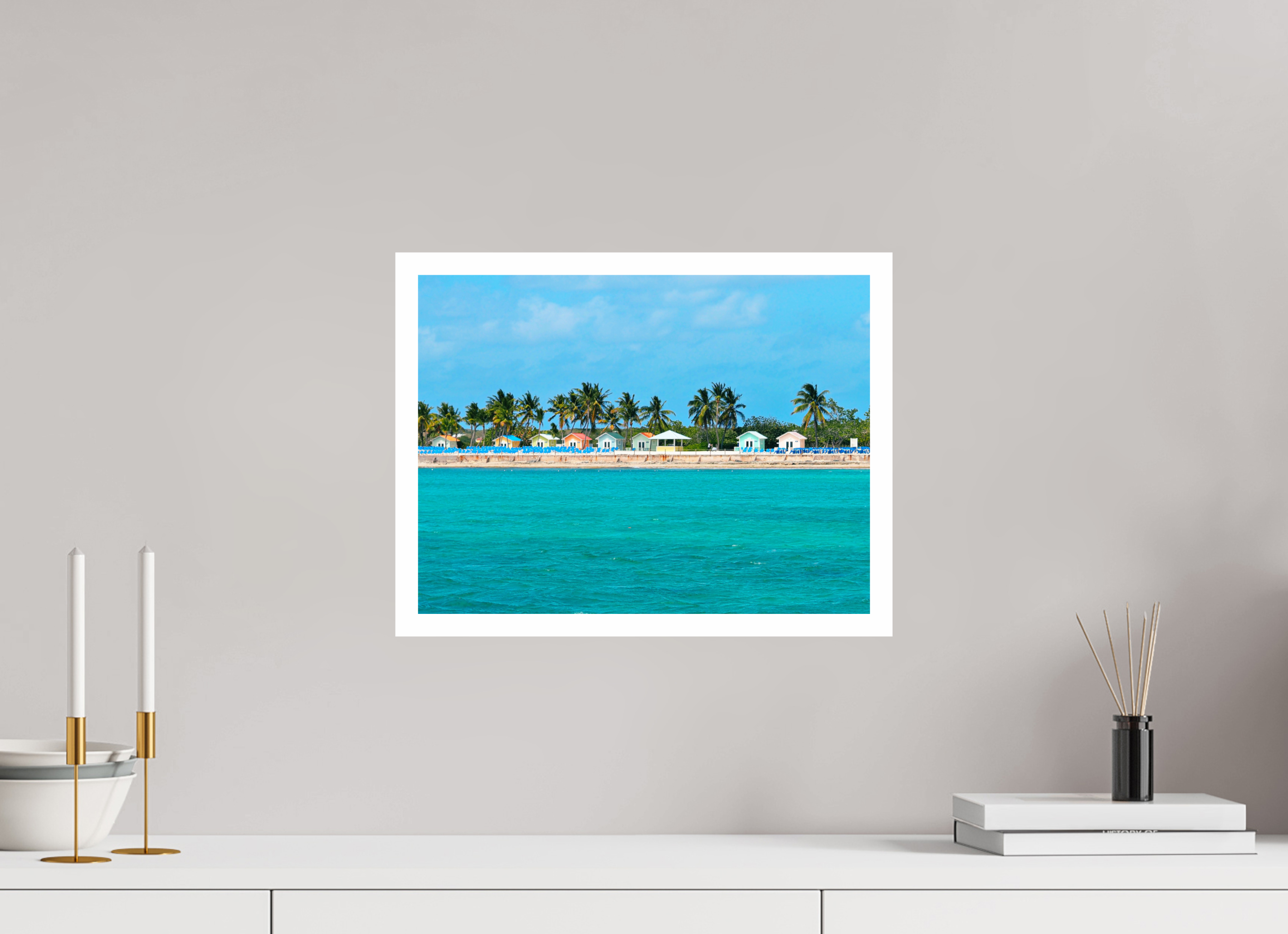 40 x 30 cm, Fuji Crystal DP II 2cm white border Huts at The Bahamas