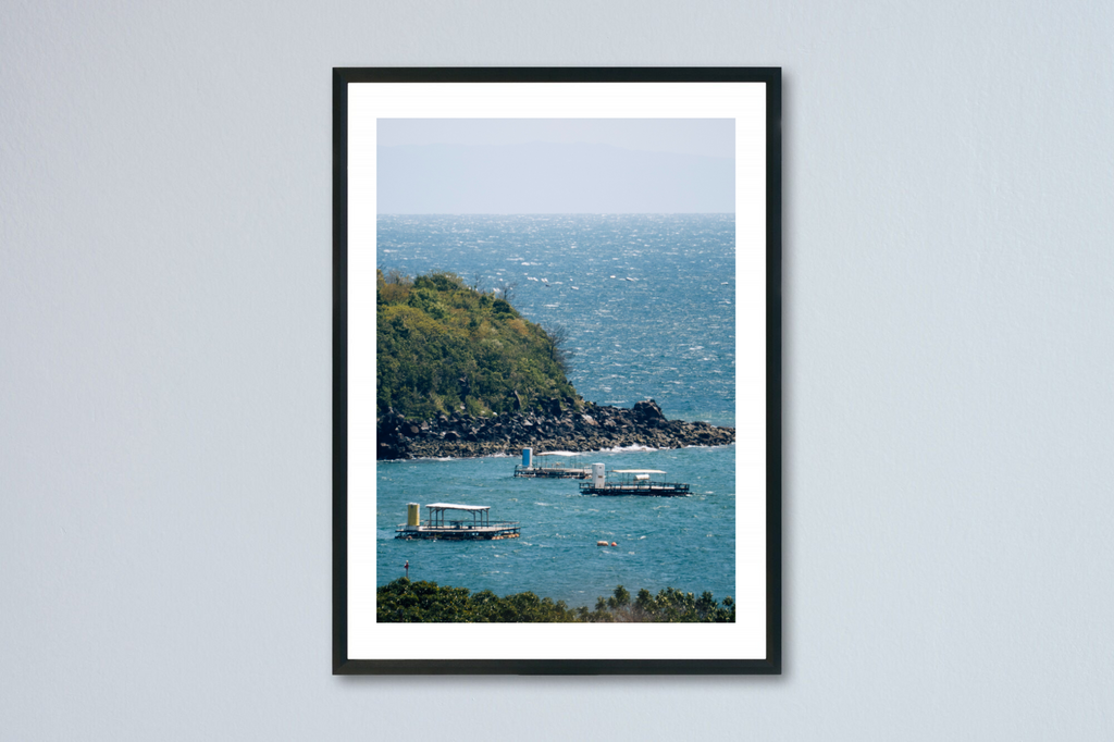 20 x 24,6 cm, Unframed Photo Print On Fuji Crystal DP II Boats off of Sakurajima Island