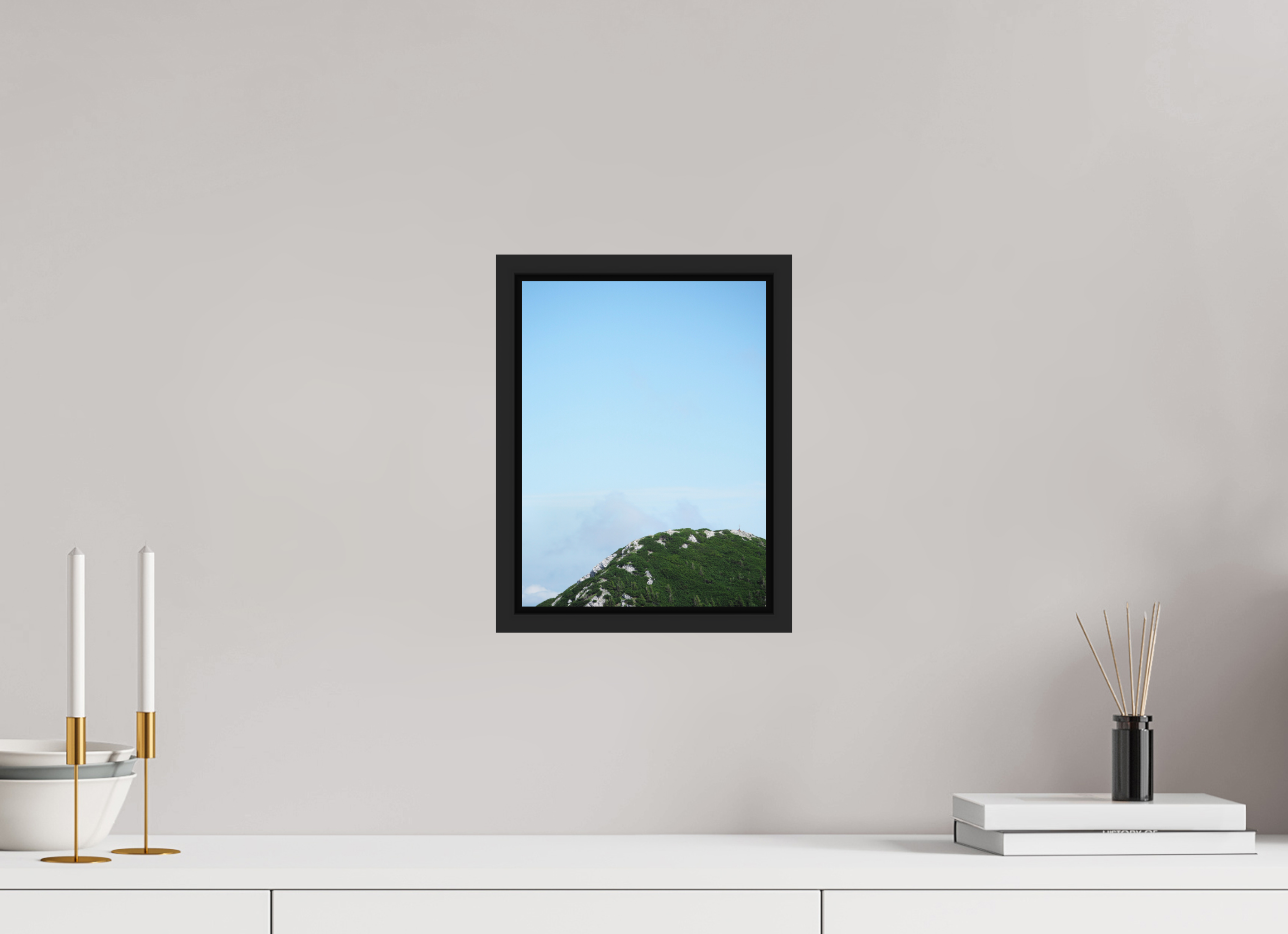 21 x 28 cm, Framed black matte fullbleed A peak at Wendelstein