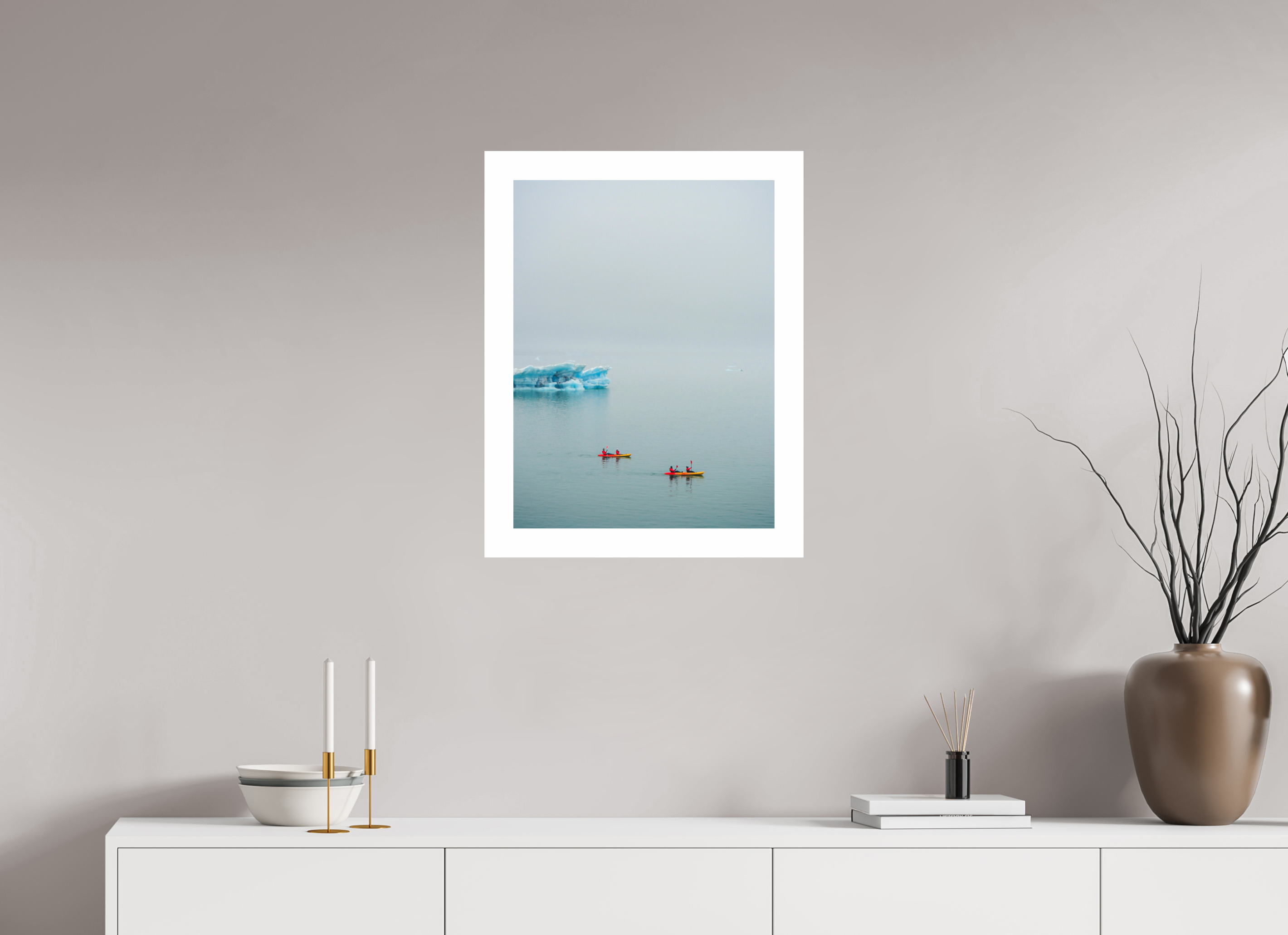 45 x 60 cm, Fuji Crystal DP II 5cm white border Two canoes