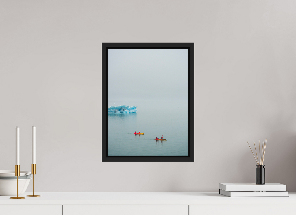 30 x 40 cm, Framed black matte fullbleed Two canoes