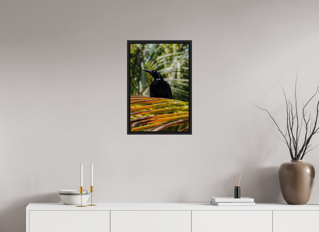 40 x 60 cm, Framed black matte fullbleed A bird among the trees