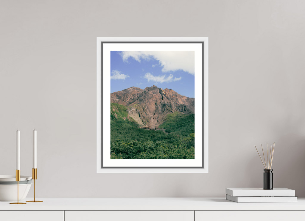 30 x 38,8 cm, Framed white with border Sakurajima Volcano