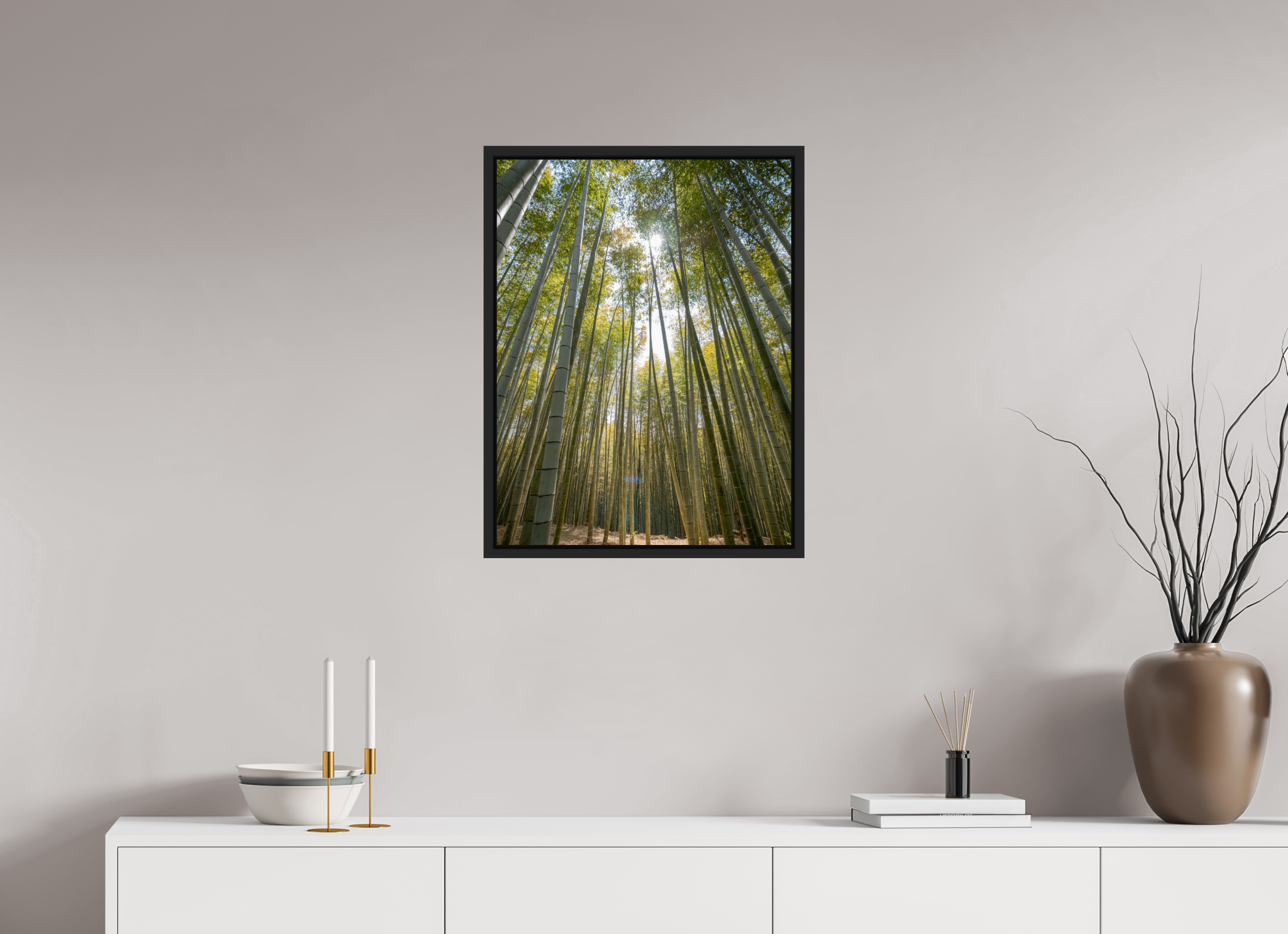 50 x 65,5 cm, Framed black matte fullbleed Japans bamboo