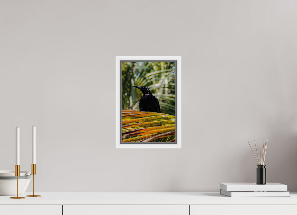 20 x 30 cm, Framed white fullbleed A bird among the trees