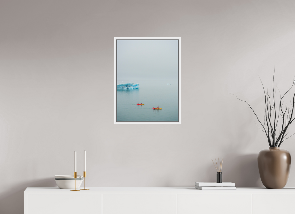 45 x 60 cm, Framed white fullbleed Two canoes