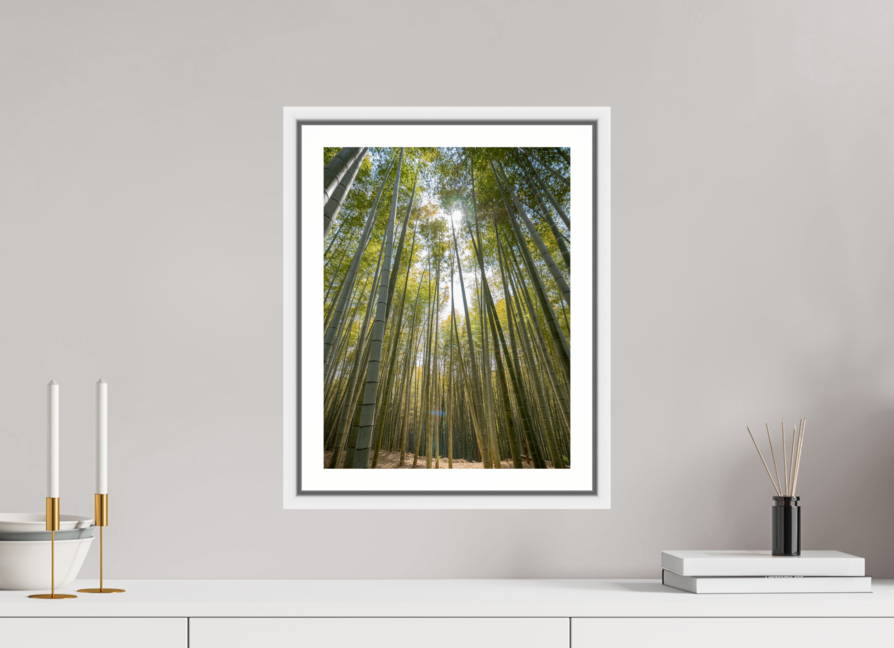 30 x 39,3 cm, Framed white with border Japans bamboo