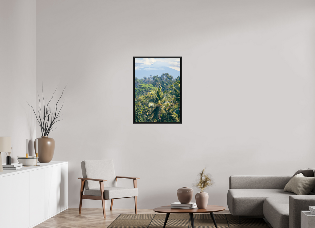 60 x 84 cm, Framed black matte fullbleed Onlooking the mountains