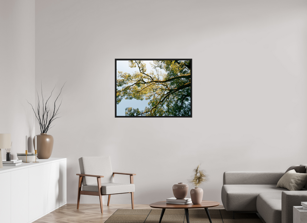 100 x 75 cm, Framed black matte fullbleed A big Japanese tree