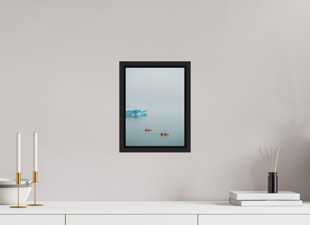 21 x 28 cm, Framed black matte fullbleed Two canoes