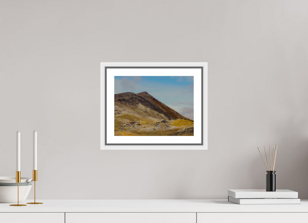 28 x 21 cm, Framed white with border Mountainous Iceland