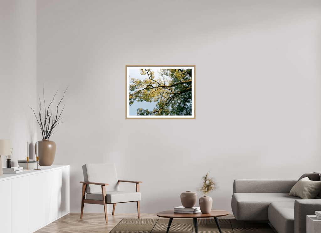 80 x 60 cm, Framed natural oak with border A big Japanese tree