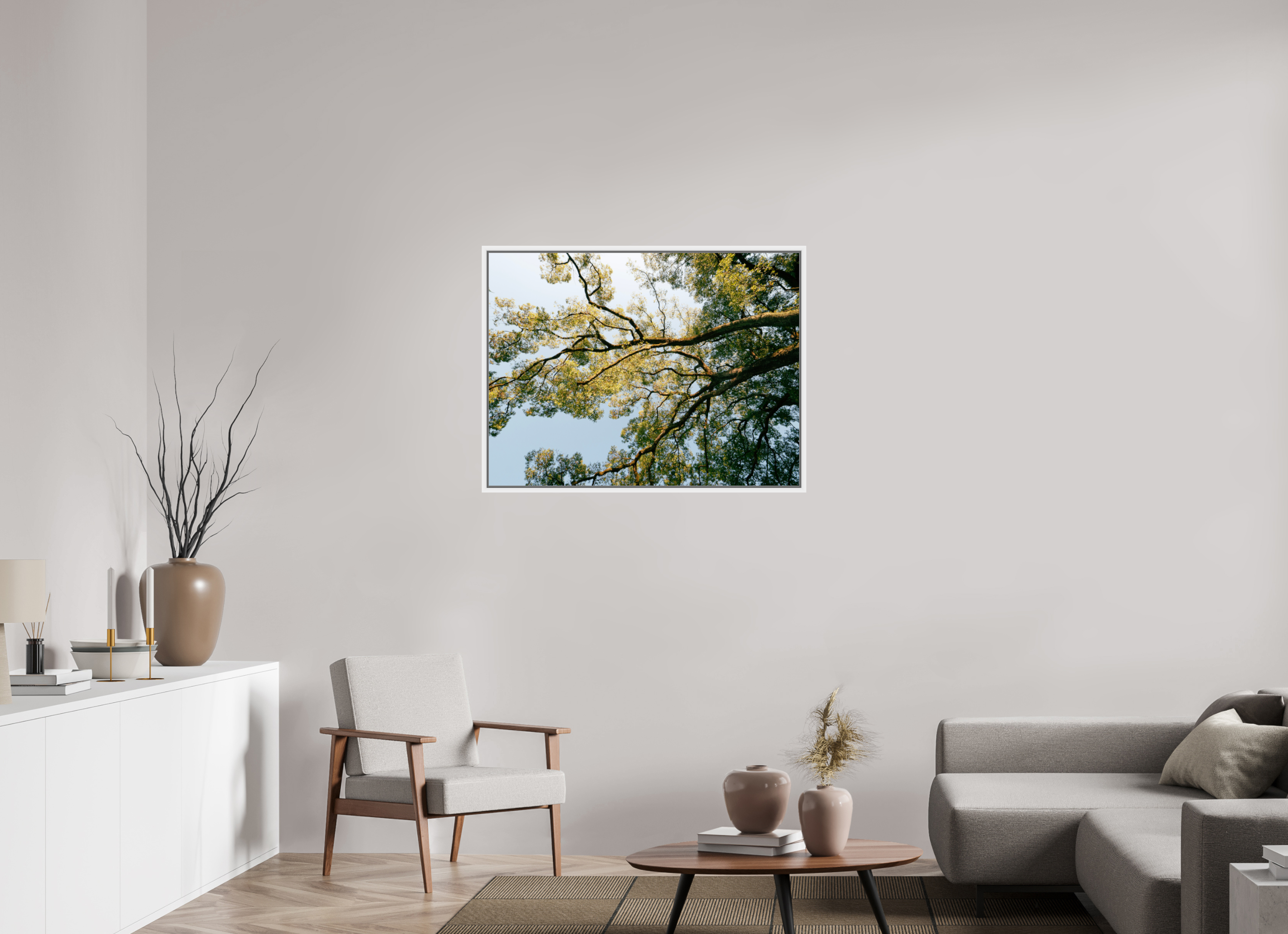 100 x 75 cm, Framed white fullbleed A big Japanese tree