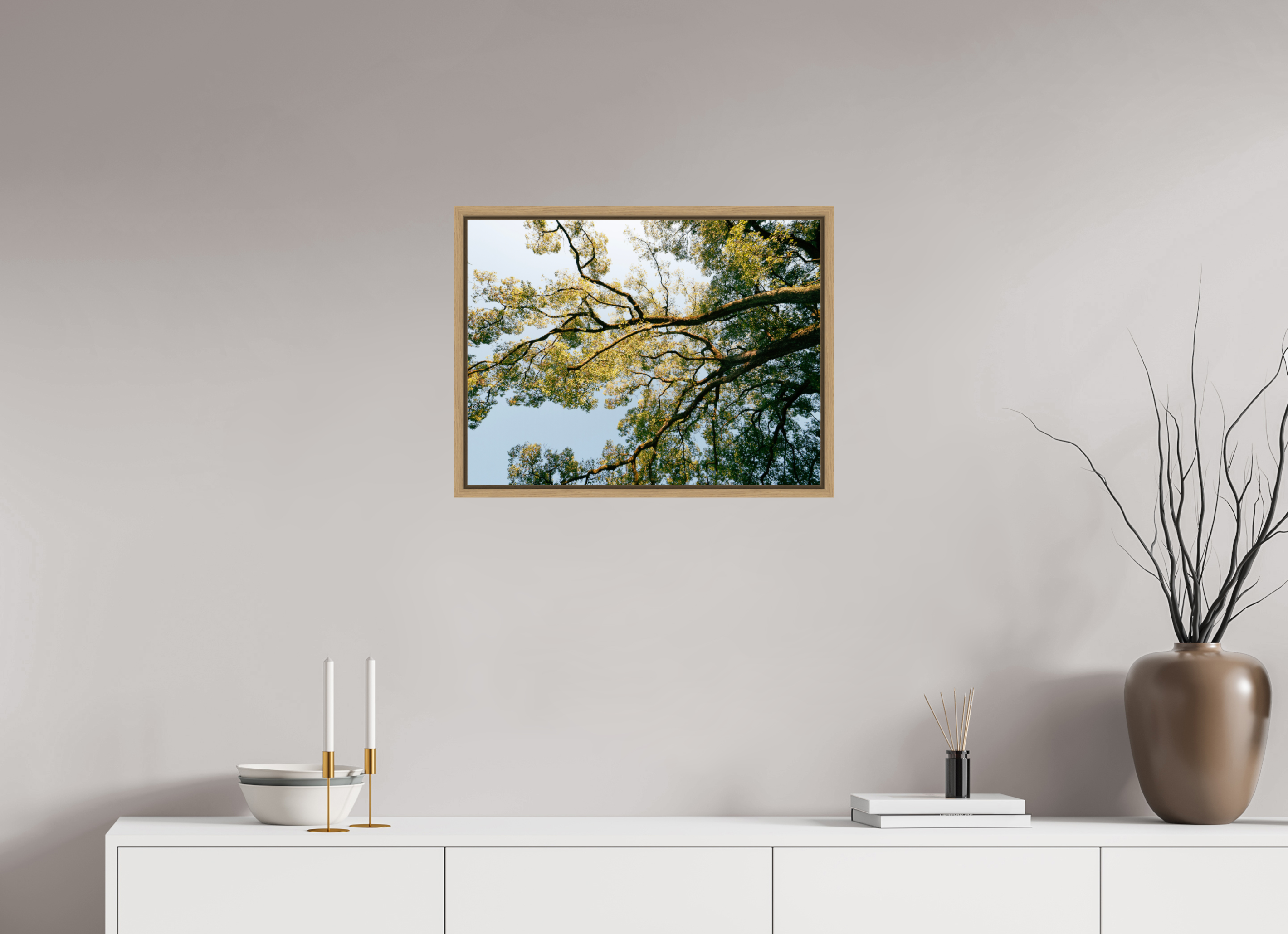 60 x 45 cm, Framed natural oak fullbleed A big Japanese tree
