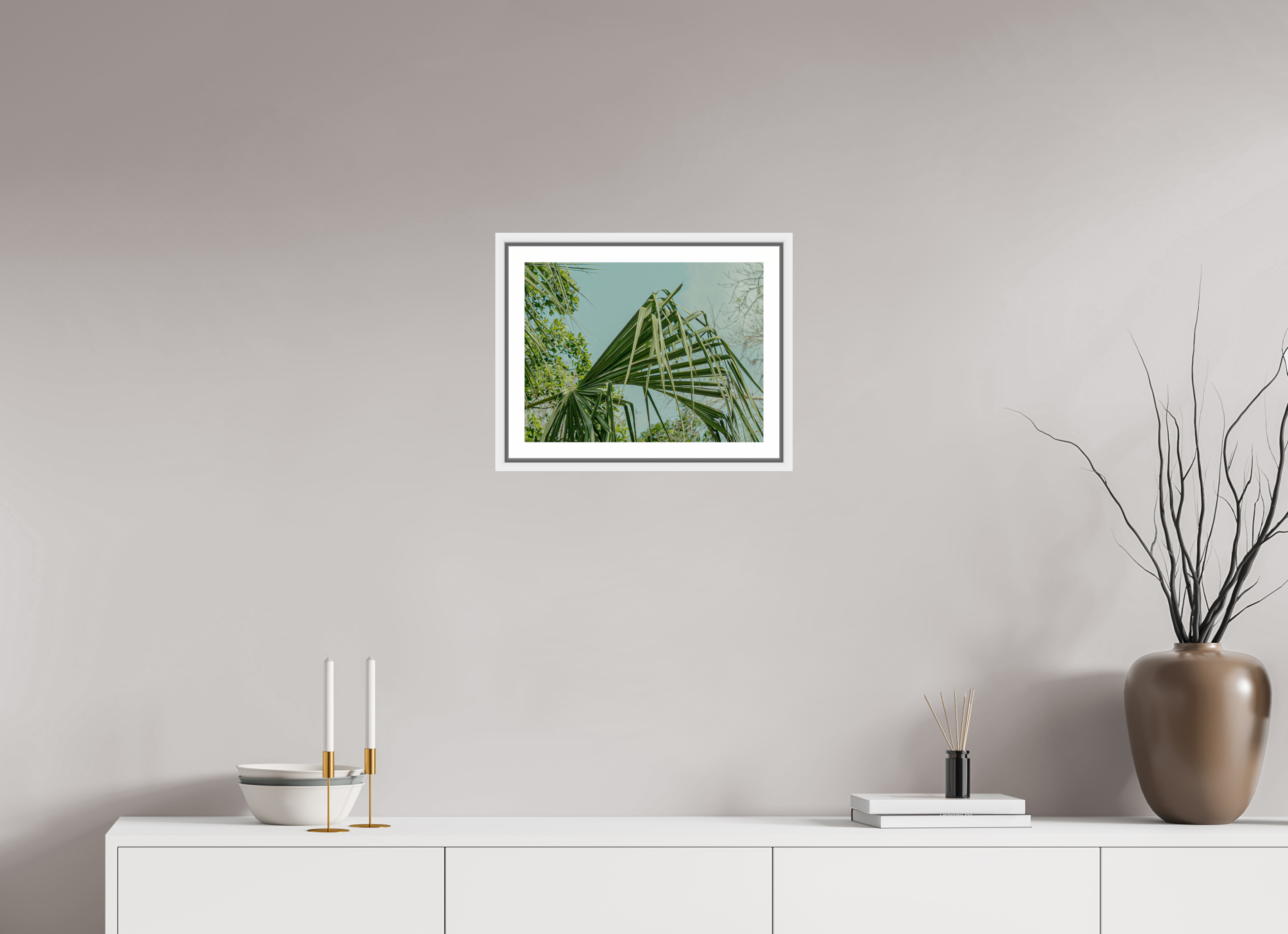 40 x 30 cm, Framed white with border The Mexican Palm