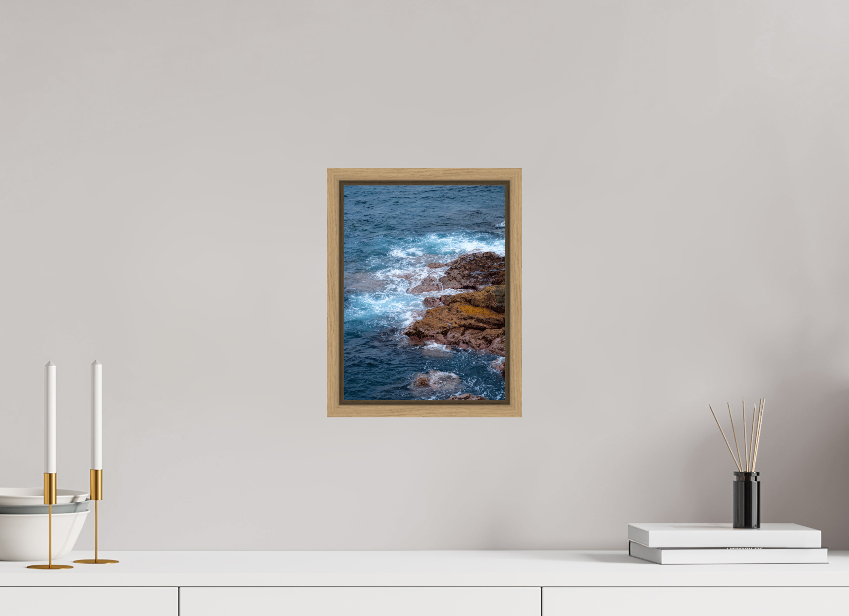 21 x 28 cm, Framed natural oak fullbleed Canary waves