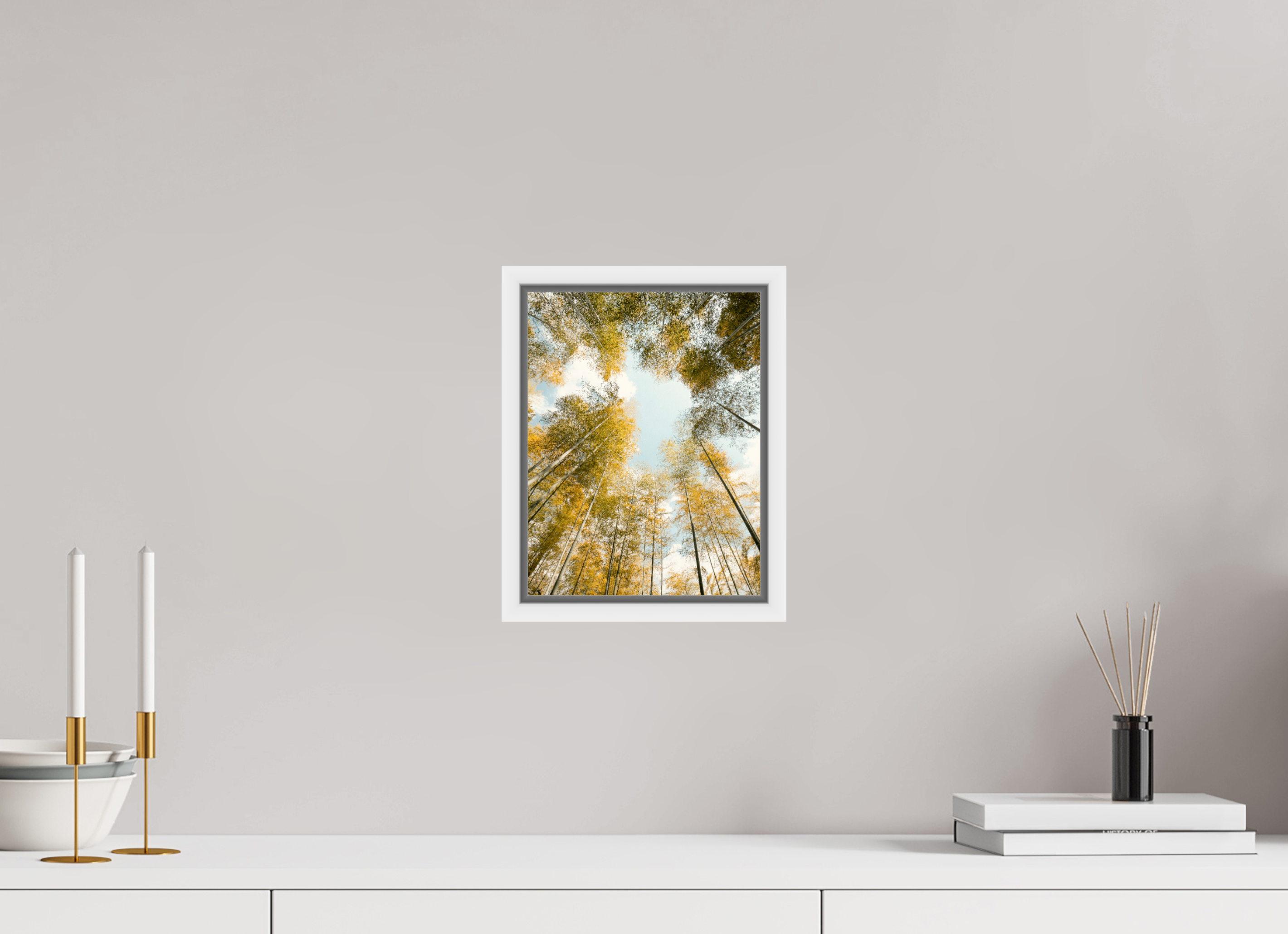 20 x 26,1 cm, Framed white fullbleed Yellow bamboo Japan