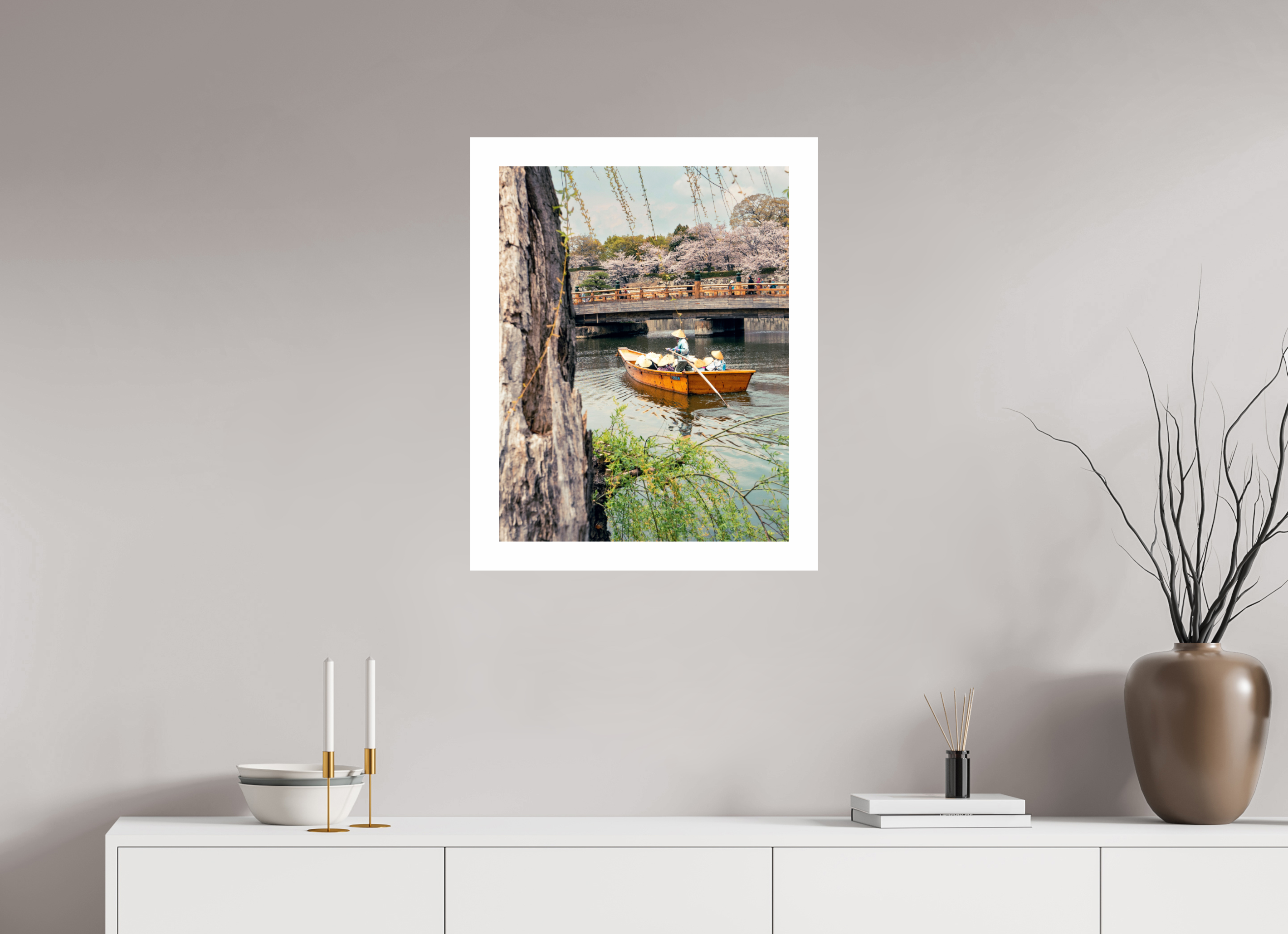 50 x 64,7 cm, Unframed Fuji Crystal DP II 5cm white border A boat in Himeji