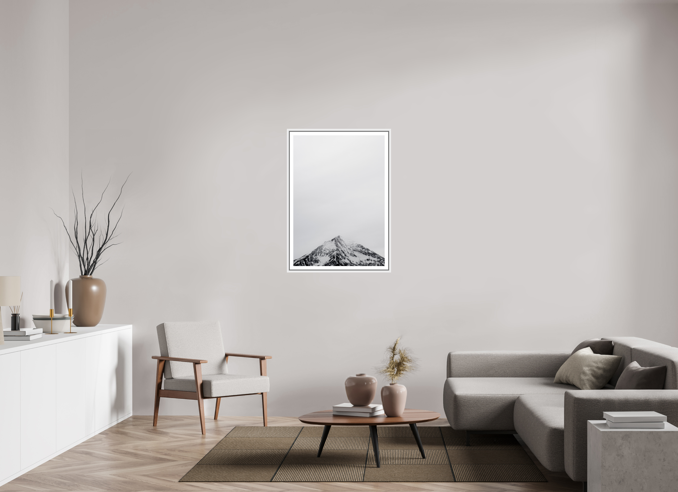 70 x 100,4 cm, Framed white with border Austrian peak