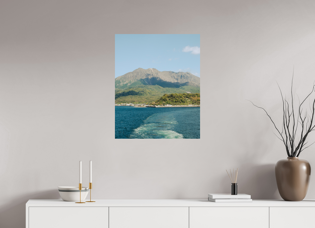 60 x 73,9 cm, Unframed Photo Print On Fuji Crystal DP II Sakurajima Island from a ferry