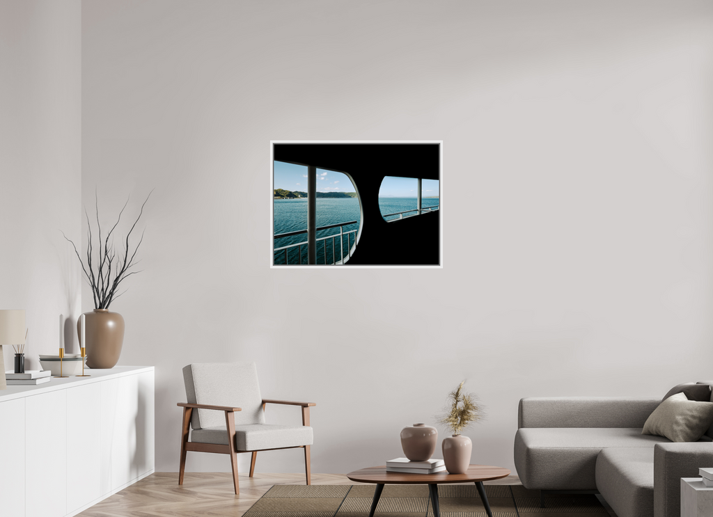 96 x 70 cm, Framed white fullbleed A glance through a ferry