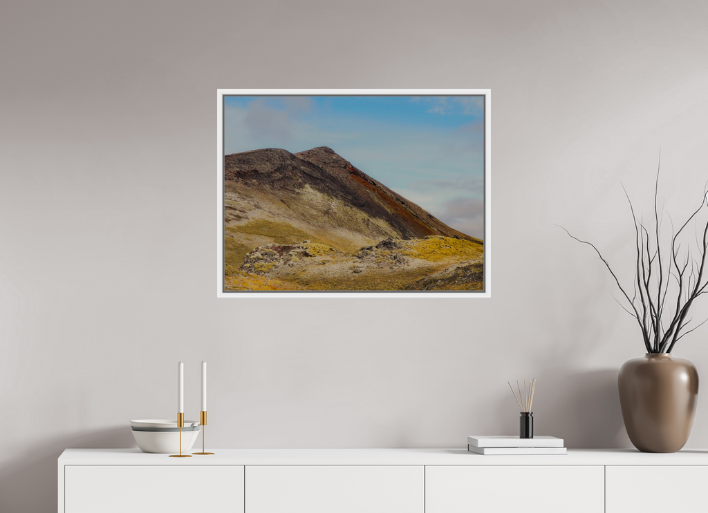 80 x 60 cm, Framed white fullbleed Mountainous Iceland