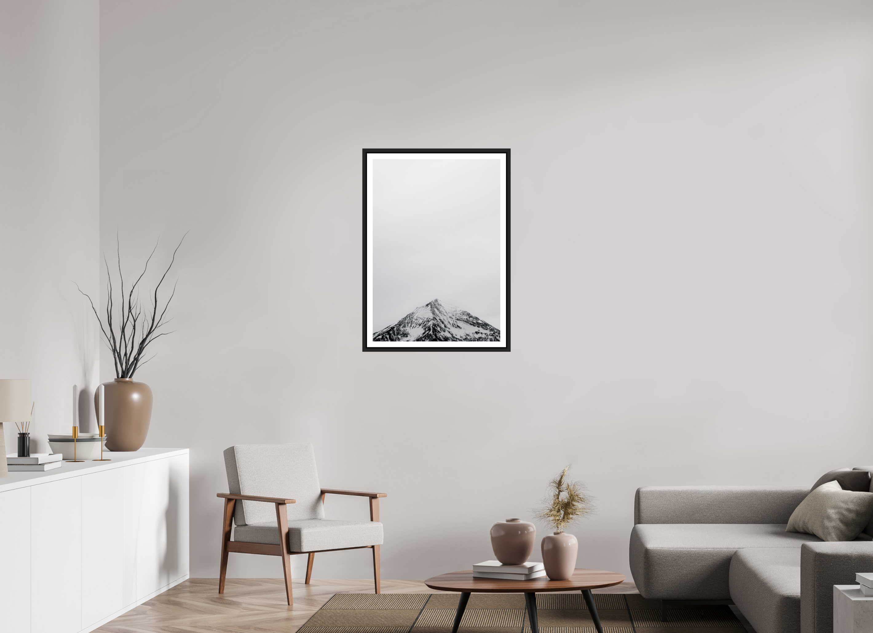 60 x 86,1 cm, Framed black matte with border Austrian peak