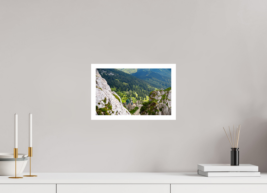 32,2 x 20 cm, Unframed Photo Print On Fuji Crystal DP II 2cm white border A church at the Bavarian Alps