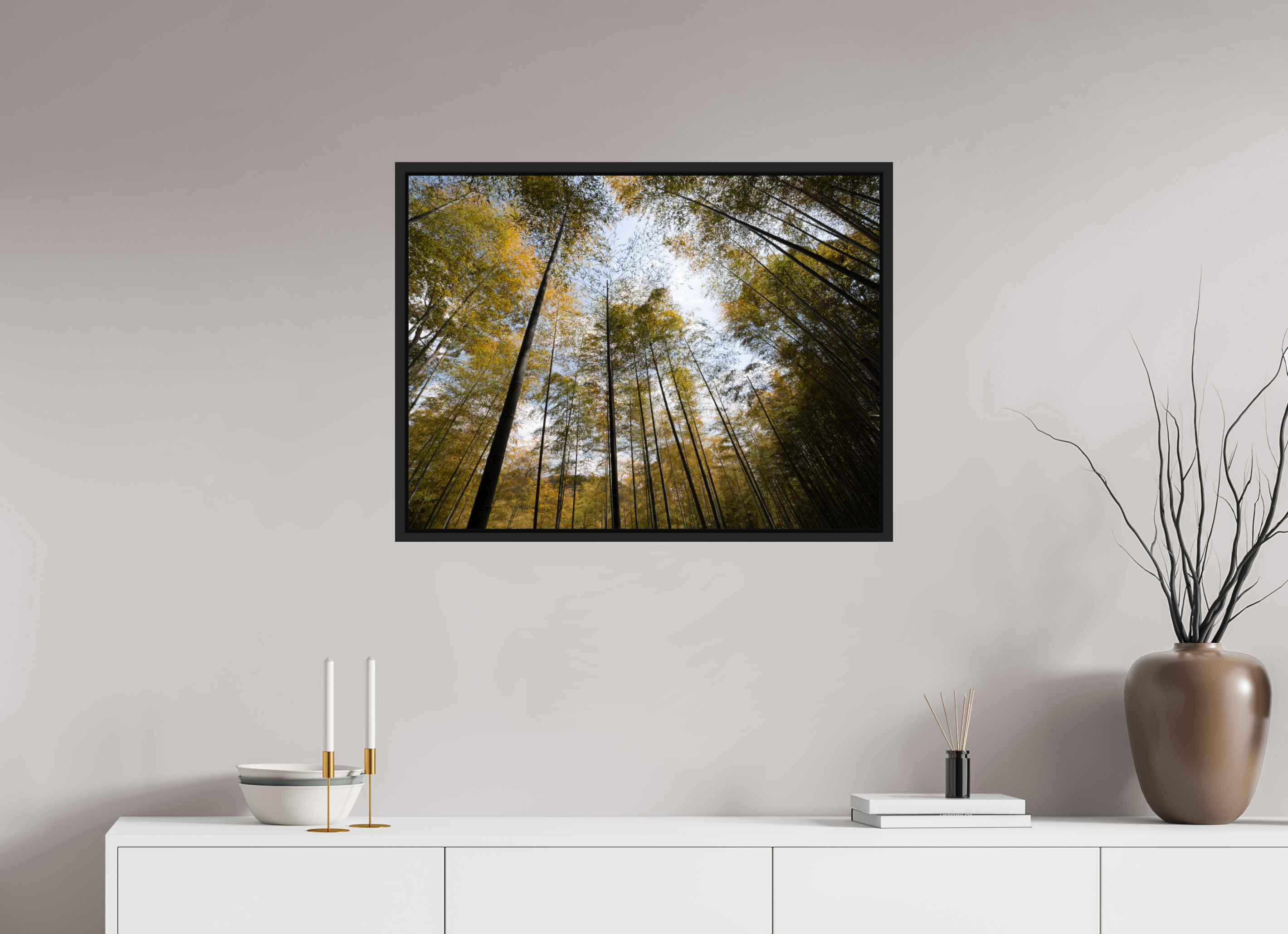 80 x 60 cm, Framed black matte fullbleed Bamboo in Japan