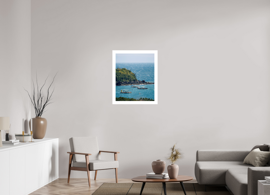 60 x 73,8 cm, Fuji Crystal DP II 5cm white border Boats off of Sakurajima Island