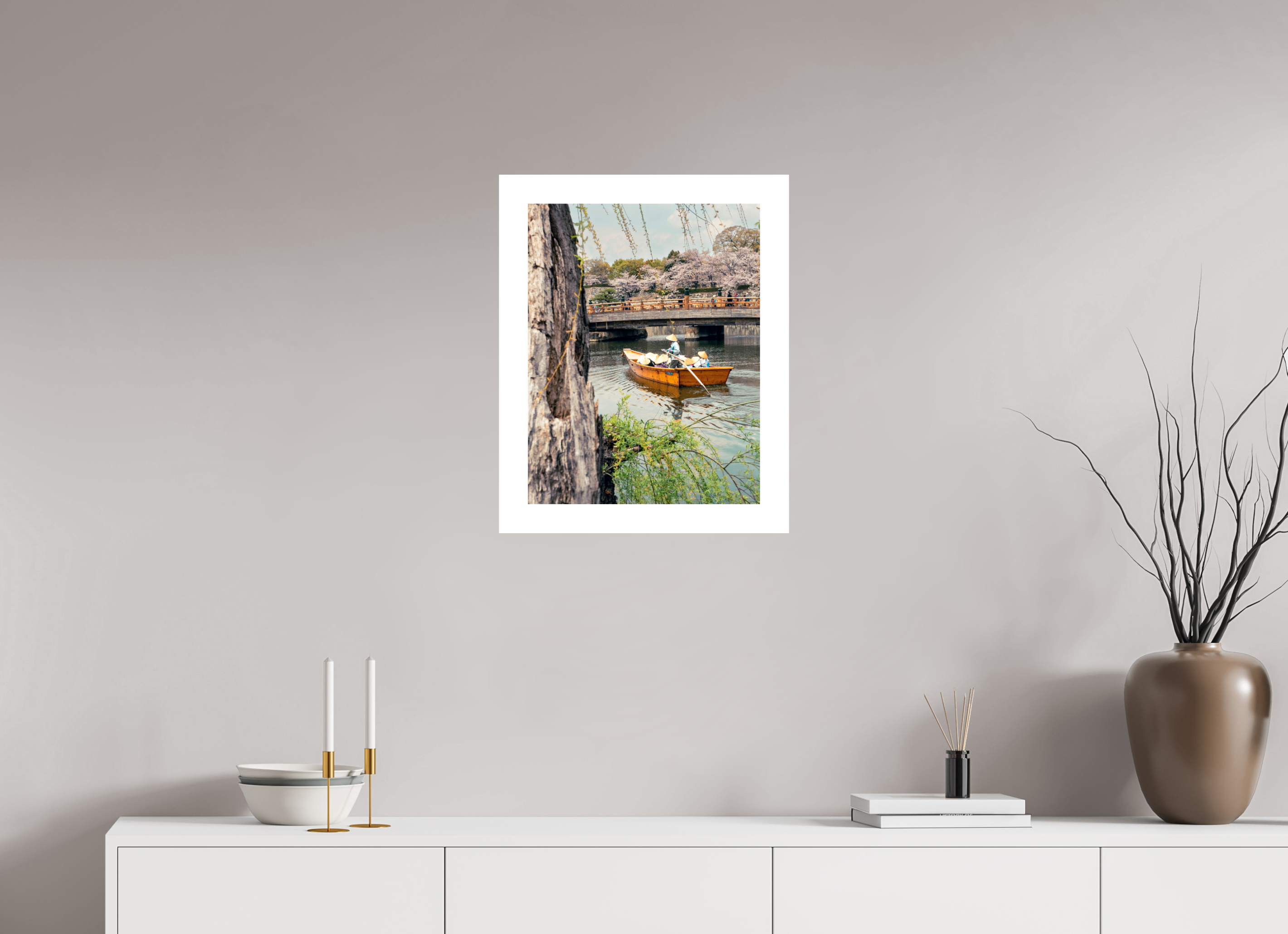 40 x 51,8 cm, Unframed Fuji Crystal DP II 5cm white border A boat in Himeji
