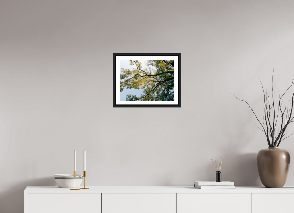 40 x 30 cm, Framed black matte with border A big Japanese tree