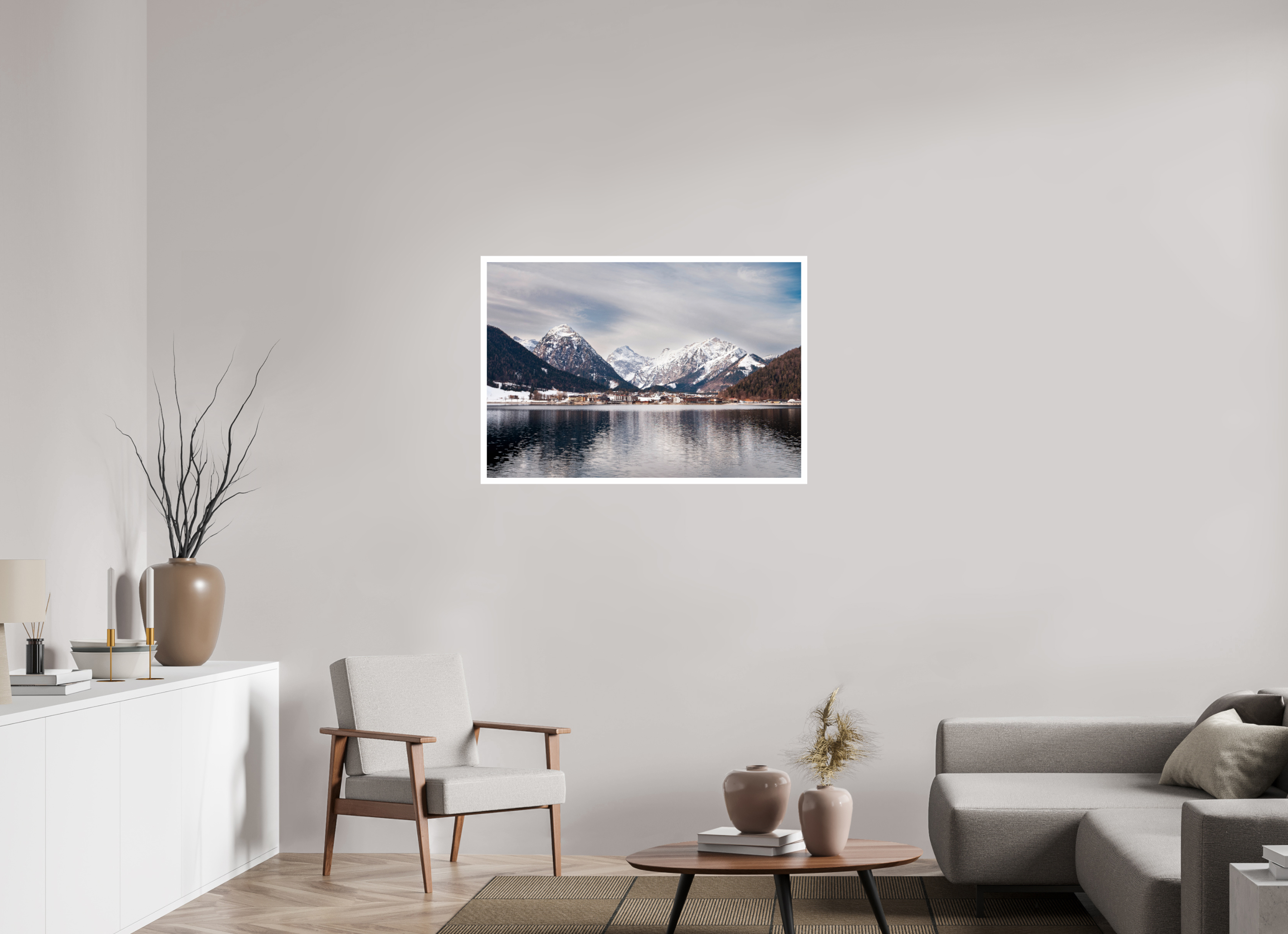 102 x 70 cm, Unframed Photo Print On Fuji Crystal DP II 2cm white border A village in Austria