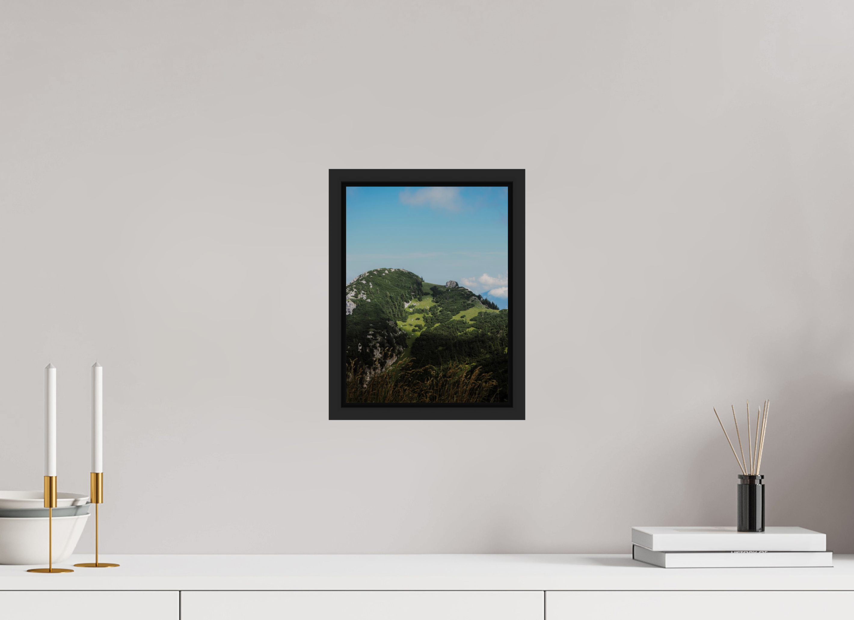 21 x 28 cm, Framed black matte fullbleed A cloud over the alps