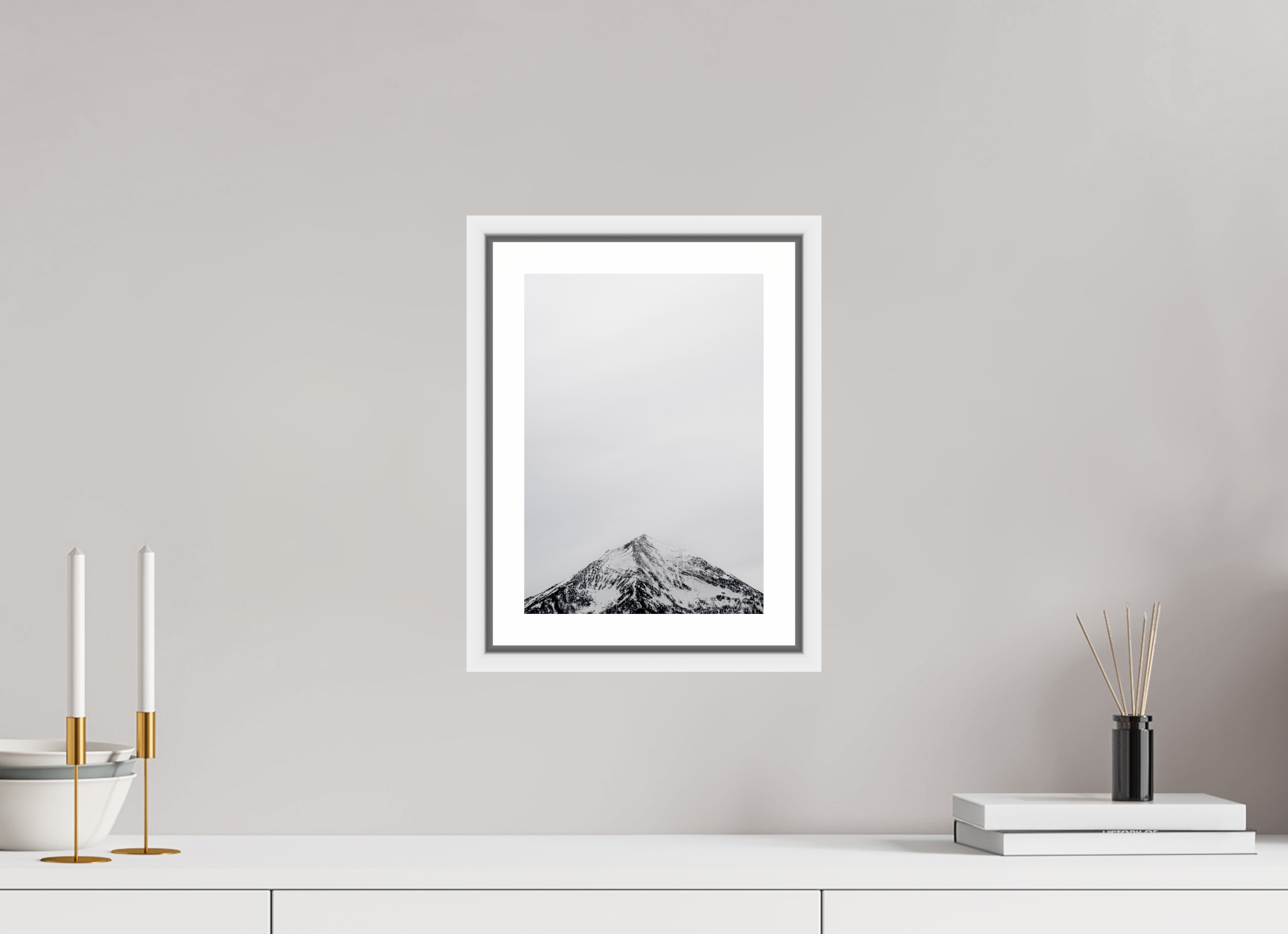 20 x 28,7 cm, Framed white with border Austrian peak