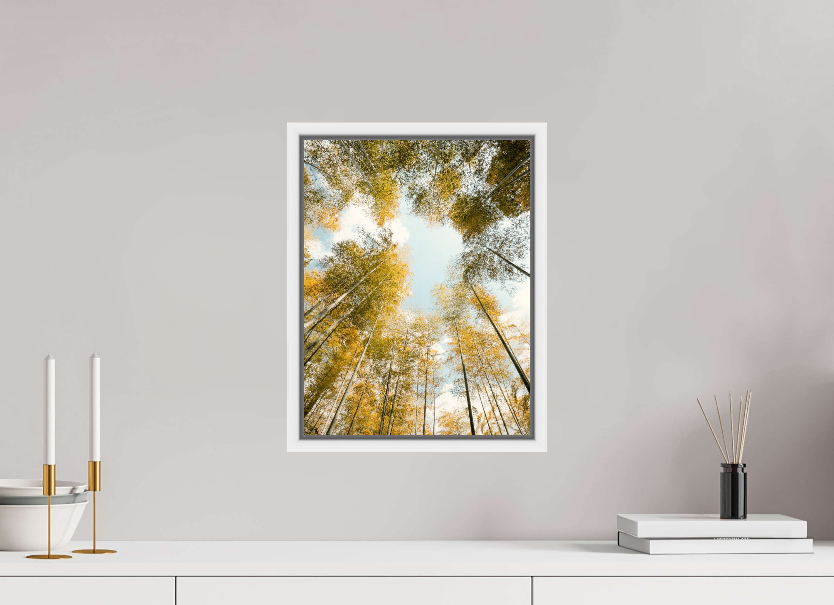 30 x 39,2 cm, Framed white fullbleed Yellow bamboo Japan