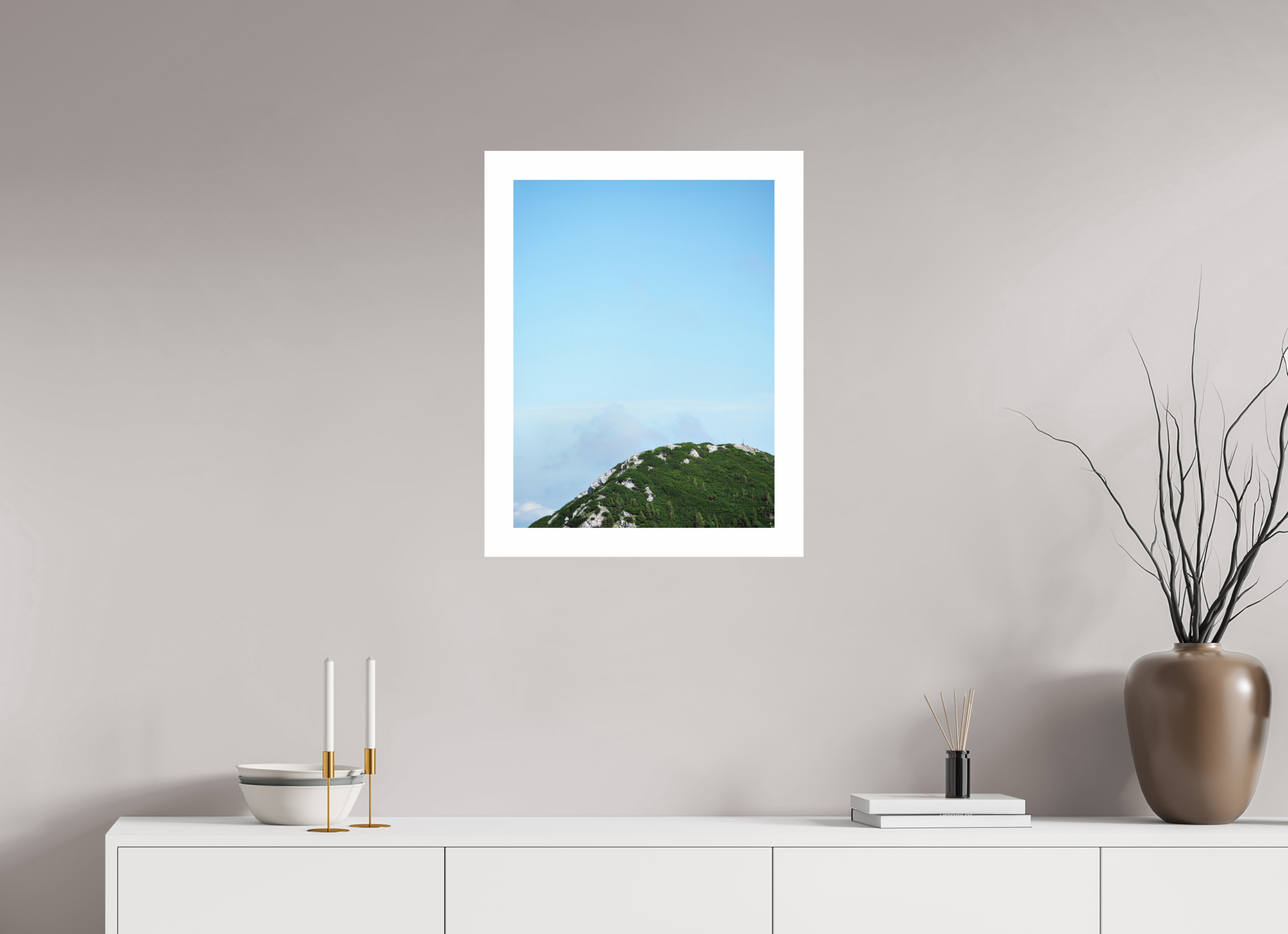45 x 60 cm, Unframed Photo Print On Fuji Crystal DP II 5cm white border A peak at Wendelstein