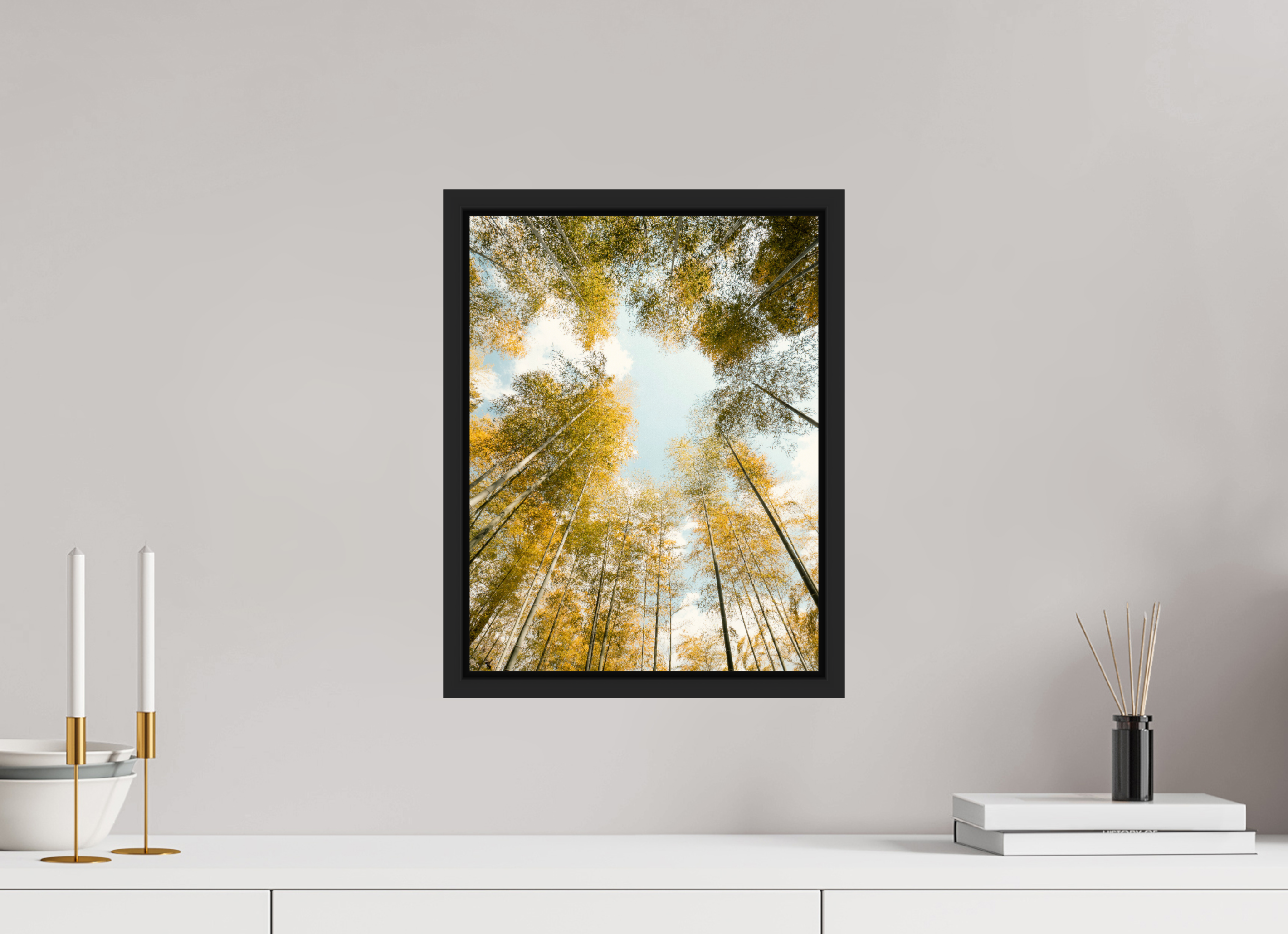 30 x 39,2 cm, Framed black matte fullbleed Yellow bamboo Japan