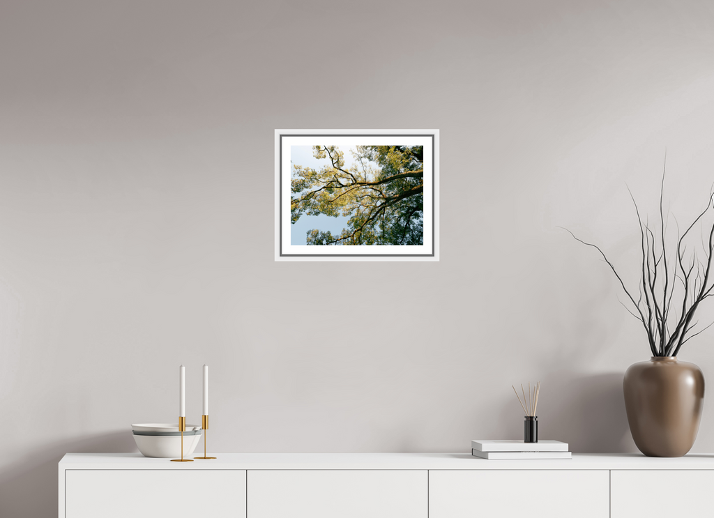 40 x 30 cm, Framed white with border A big Japanese tree