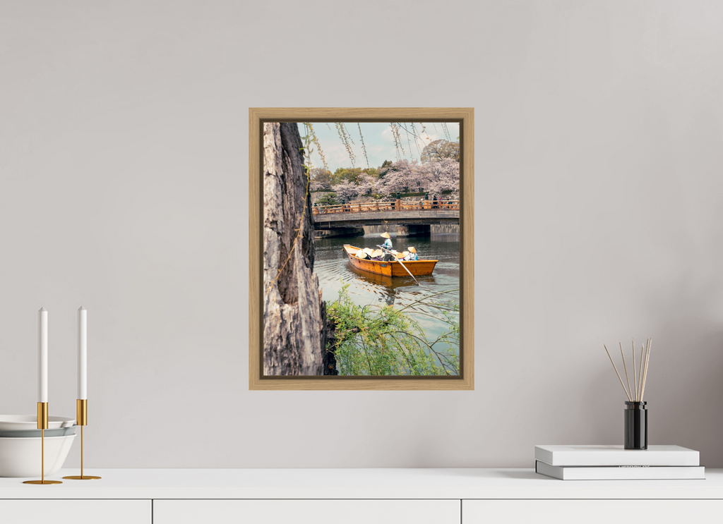 30 x 38,8 cm, Framed natural oak fullbleed A boat in Himeji