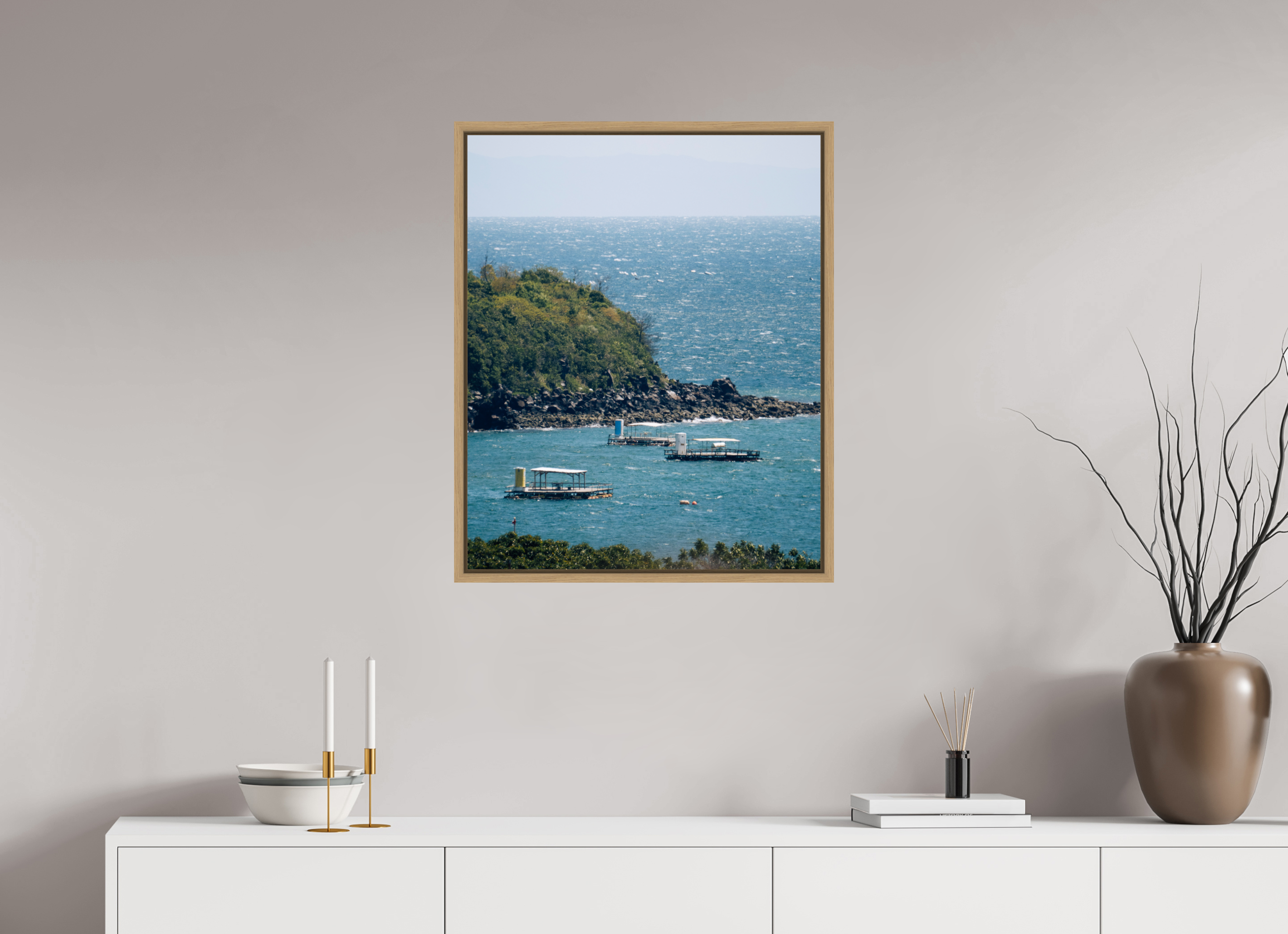 Boats off of Sakurajima Island