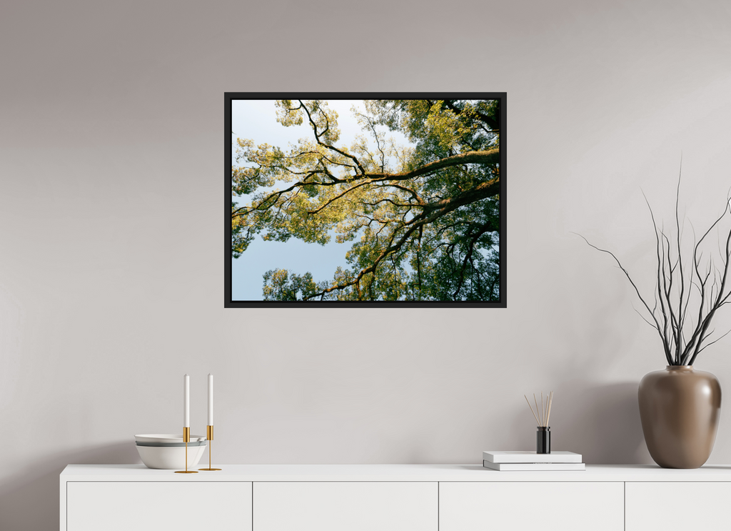 80 x 60 cm, Framed black matte fullbleed A big Japanese tree