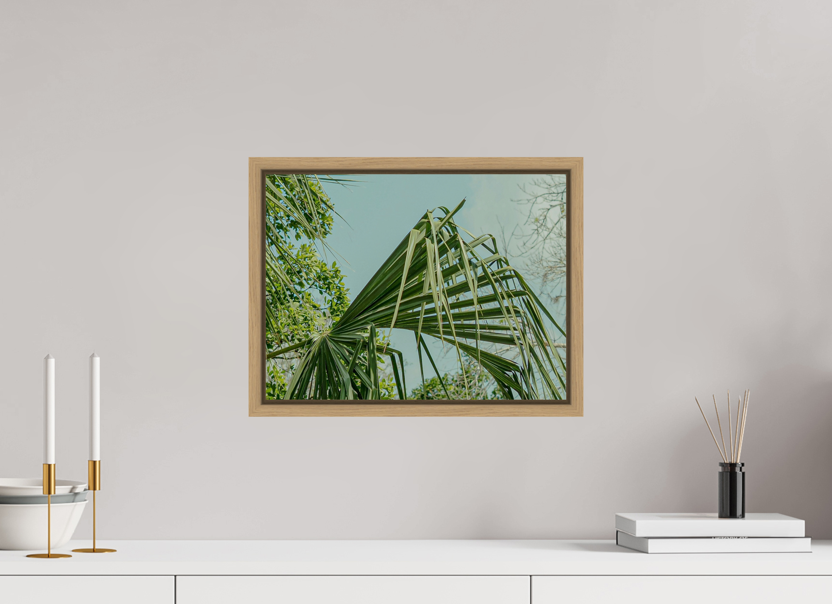 40 x 30 cm, Framed natural oak fullbleed The Mexican Palm